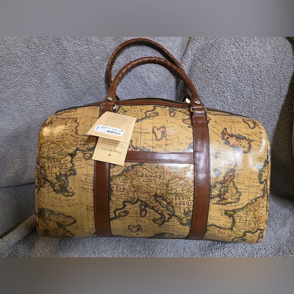 NWT Patricia Nash Vintage Map Print Leather Travel Bag